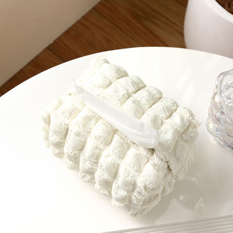New High-value Tissue Bag Double-layer Fabric Light Luxury Paper Bag Desktop Tissue Box Multi-functional Storage