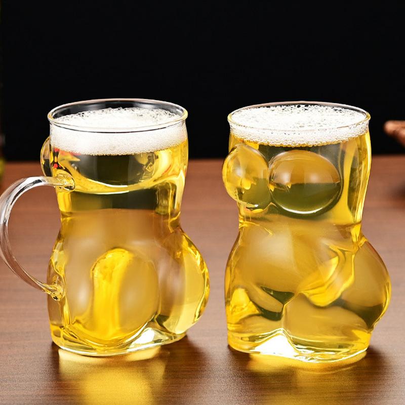 1PC New Unique Beer Cup Funny Men Women Body Shaped Transparent Wine Glass Bar Drinkware Cocktail Mug Coffee Juice Teacup