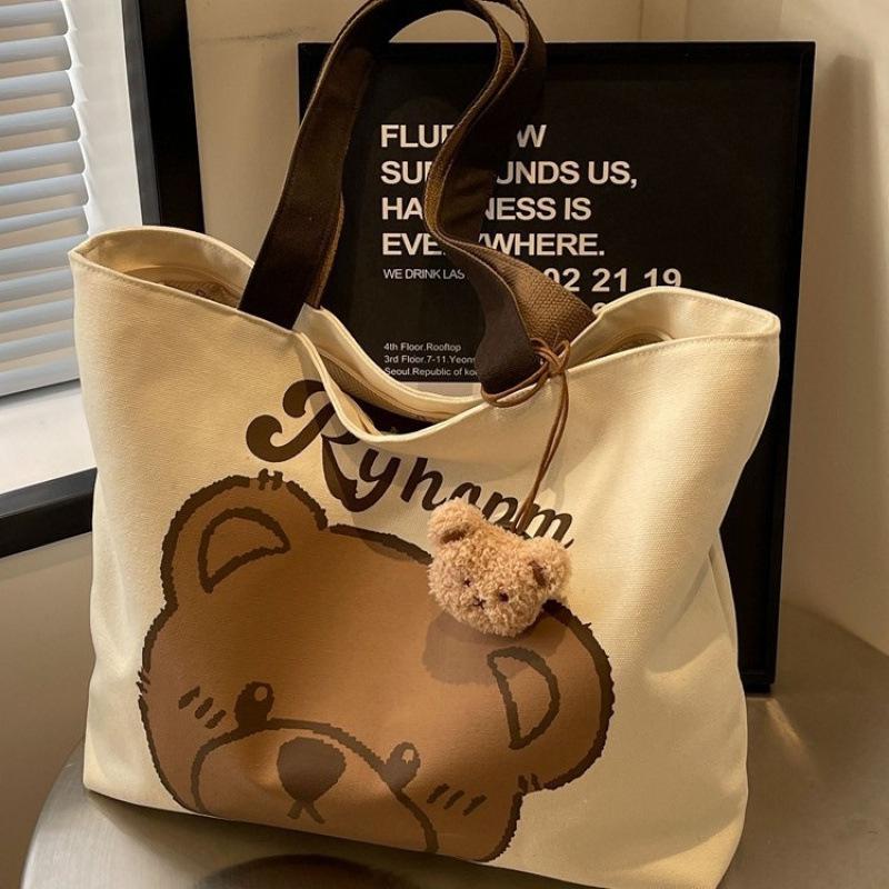 Women's Cute Print Canvas Tote Bag - Versatile, Large Capacity, Perfect for Commuting or Class