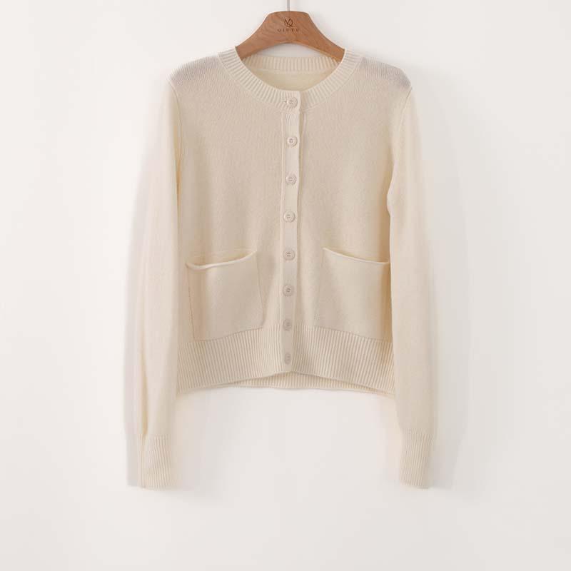 

Crew neck 0 wool sweater pullover knitted sweater women s loose pocket design slim outer jacket M белый