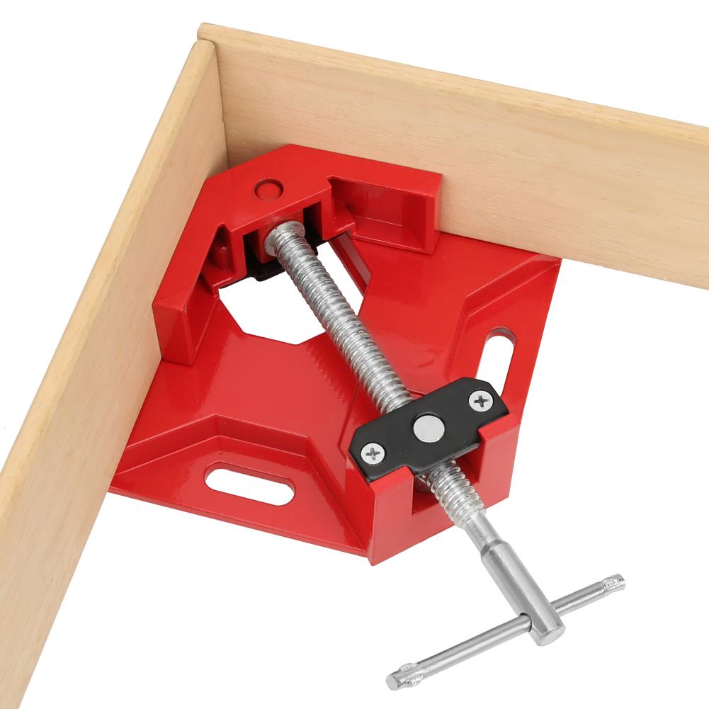 90 Degree Corner Right Angle Clamp T Handle Vice Grip Woodworking Quick Fixture (Red)