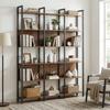 Bibliotecă pe 6 Niveluri, 24 x 128 x 187,1 cm, Stil Industrial, Maro Rustic și Negru Cernelială