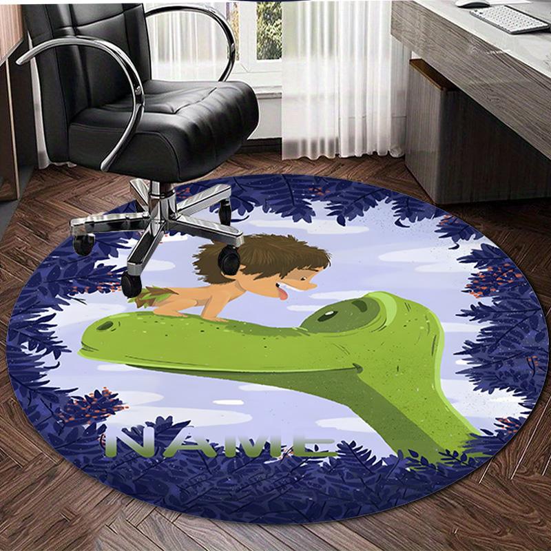 Personalized Good Dinosaur Round Chair Office Rug - Perfect for Mat, Office Chair & More - Ideal Gift for Birthdays and Holidays