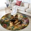 German Shepherd Round Area Rug,Carpet Rug for Living Room Bedroom Sofa Playroom Decor,Non-slip Floor Mat