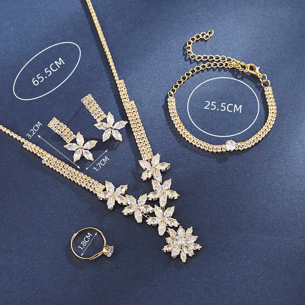 Bridal Necklace Set, High-End Light Luxury Style Diamond-Encrusted Jewelry, Exquisite Wedding Dress Jewelry Matching