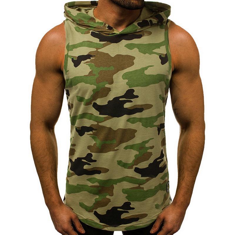 Men 'S Casual Sleeveless Hoodie Sport Pullover Loose Tops T -Shirt