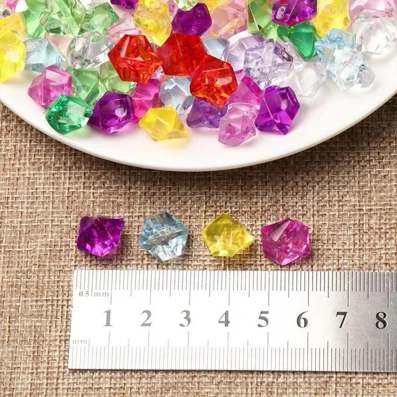 150 ks vícebarevných falešných ledových kamenů, falešné diamantové plastové ledové kostky krystaly pro dekoraci svatební výplň do váz