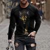 Funny 3D Lion Printed Long Sleeve T-shirt Fashion Animal Pattern Men's Tops Casual O-neck Oversized Pullover Autumn Men Clothing