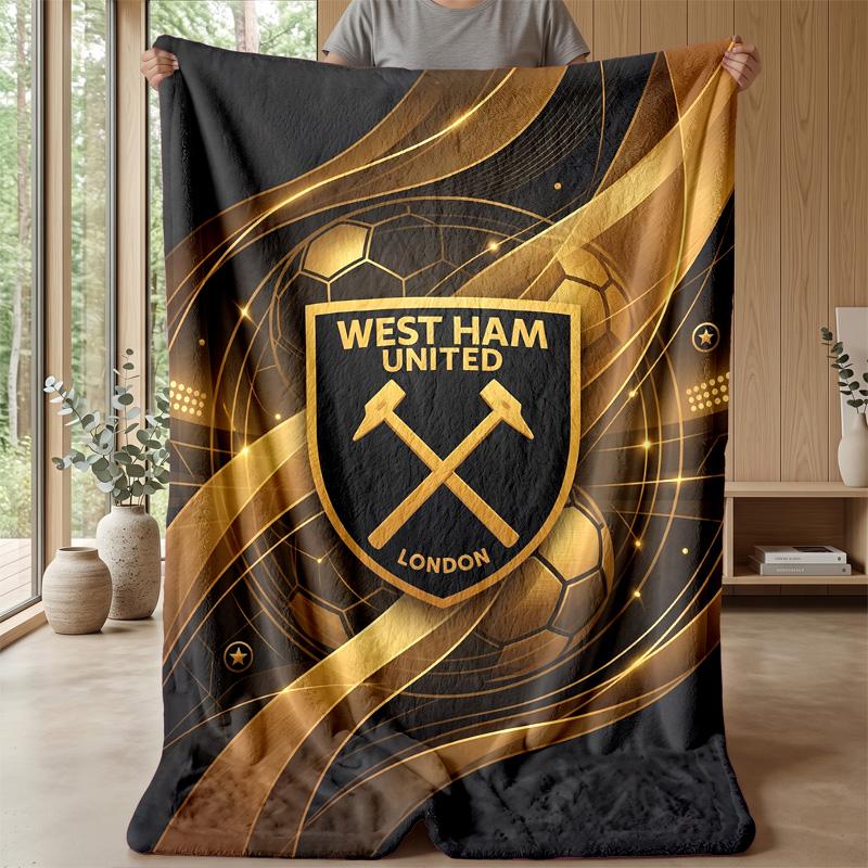 Coperta in Flanella con Stampa West Ham United, Morbida Calda Leggera Coperta da Divano Letto Campeggio