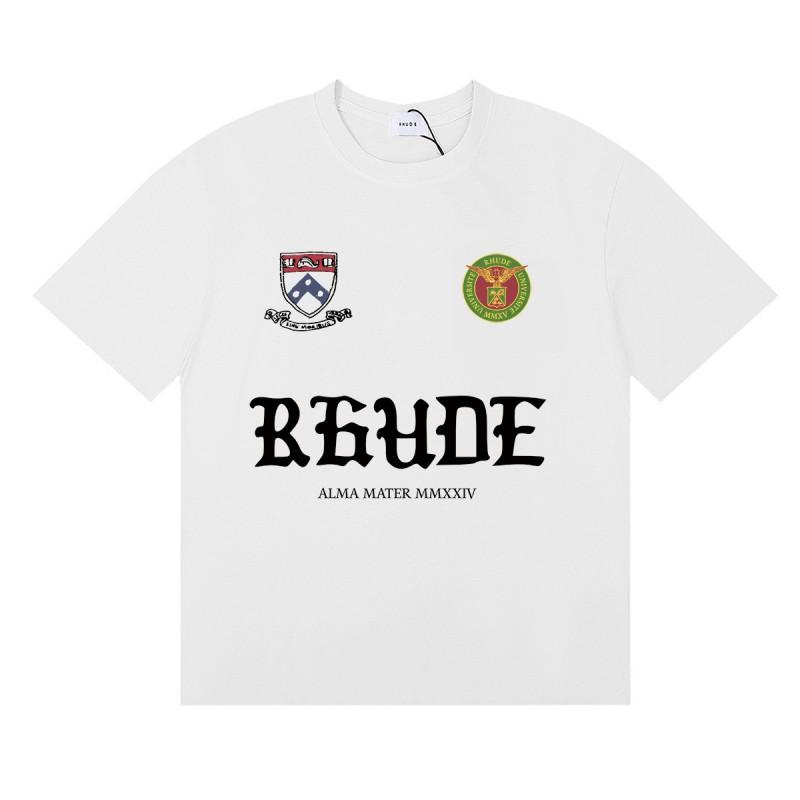 RHUDE Geometric Letter Print T-Shirt Mens Womens American Vintage Short Sleeve Tee