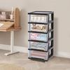 Plastic Rolling Cart, 5 Drawers Storage Cabinet W/ Wheels, Clear Drawer Storage Organizer for Home Office