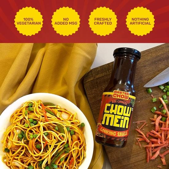 MasterChow Balíček nudlí Chowmein: Indočínská Chowmein Omáčka s Hakka Nudlemi | Získejte Chowmein ve Street Style za Pouhých 10 Minut