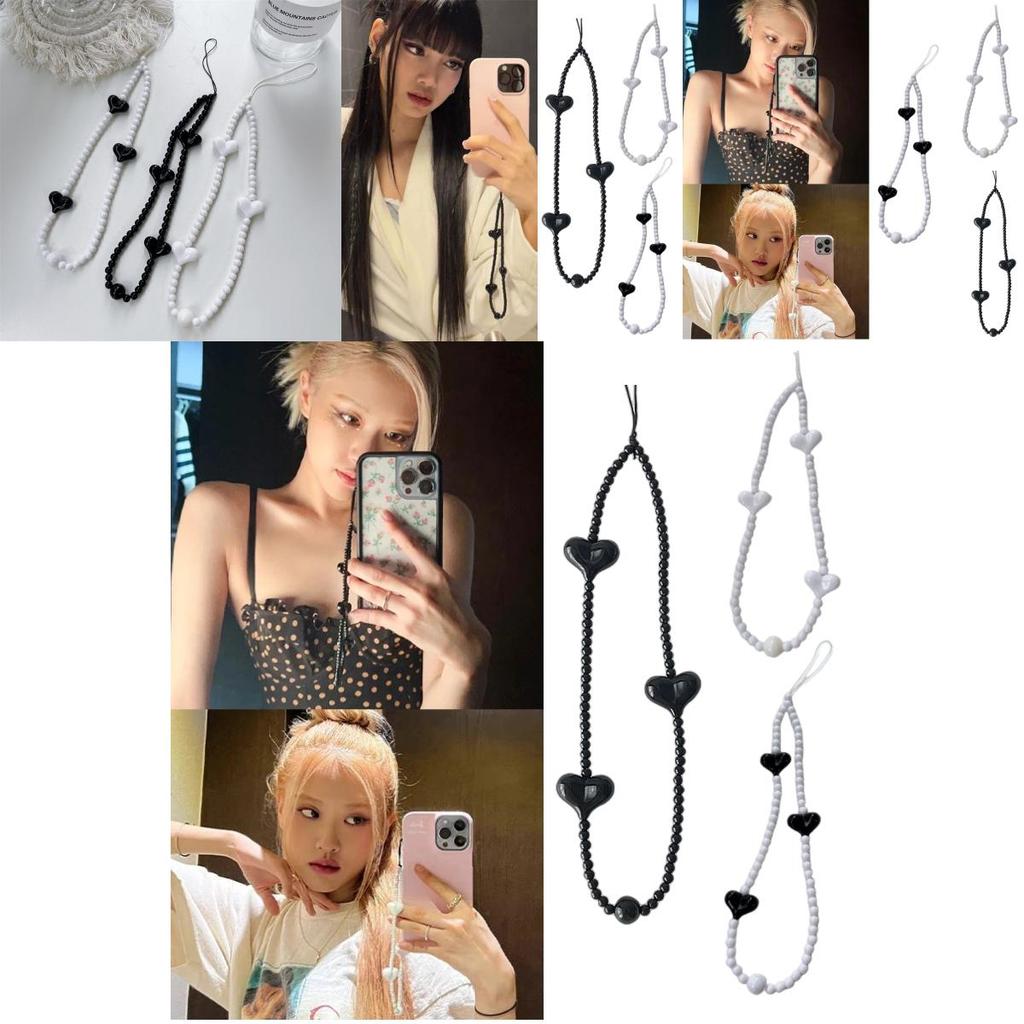 Same Blackpink Jennie Pink Love Mobile Phone Chain Anti Lost Rope Strap Hanging