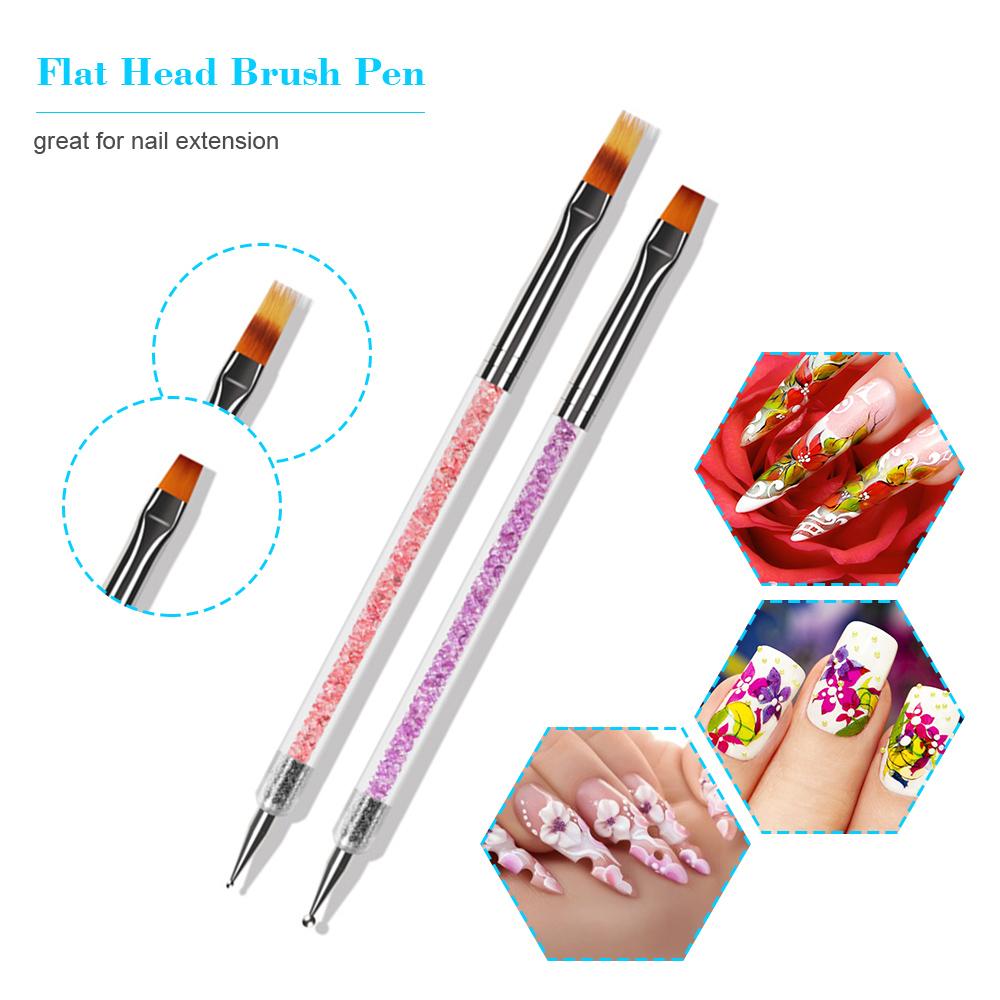 6PCS Set Nail Art Design Painting Pen Set Nail Art Tips UV Gel Nail Art Dotting Pen Acrylic Handle Rhinestone Crystal 2