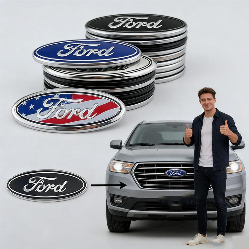 12.5X5CM Car Front Grille Hood Trunk Logo Sticker For Ford Ranger Kuga Edge Focus Mk3 Fiesta Mk7 Mondeo Mk4 S-MAX F150 Transit