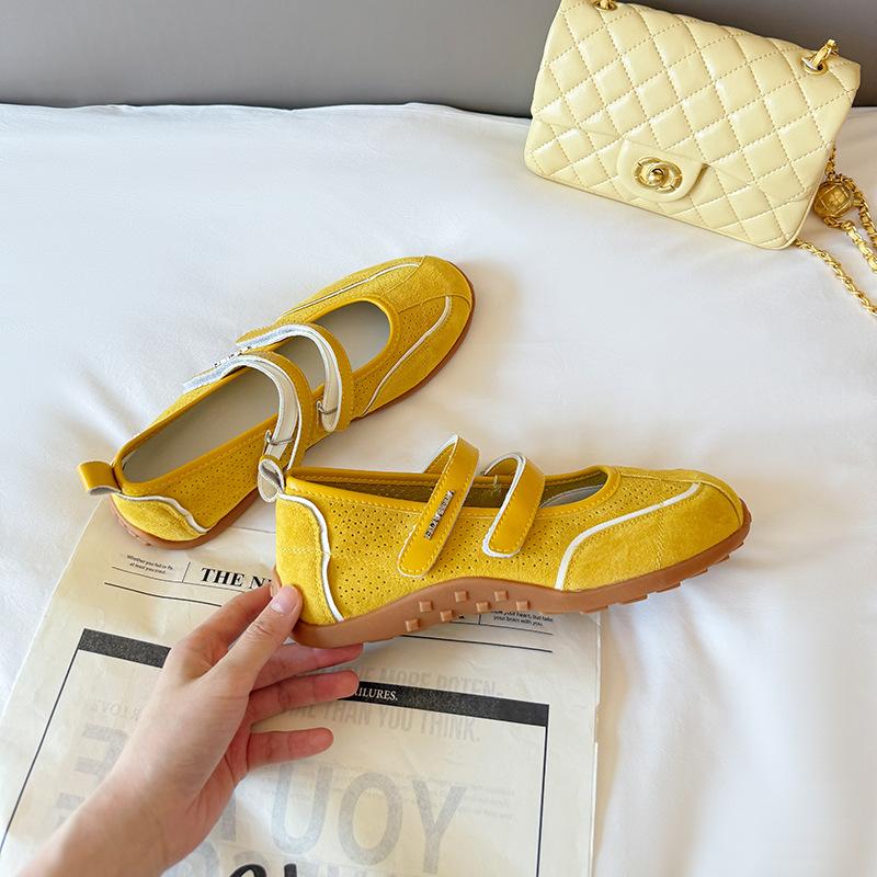 

Версия из овчины ~ ретро допамин универсальные спортивные кроссовки Форрест Гамп женские туфли Мэри Джейн на липучке из неглубокой кожи 35 жёлтый