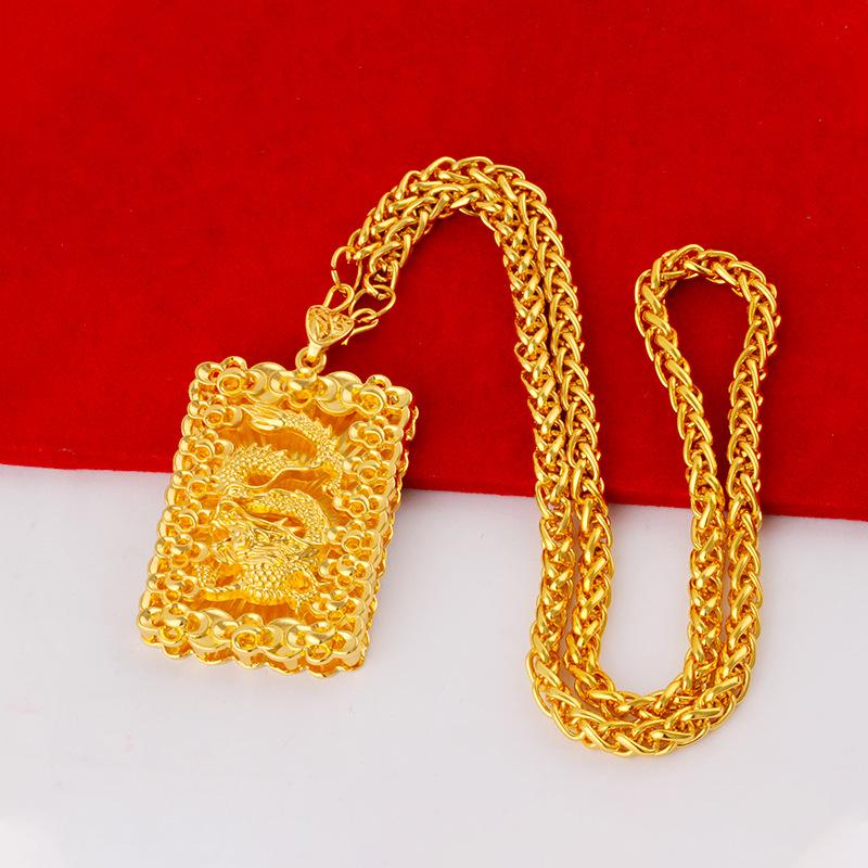 Guanyin Dragon Necklace Gold Plated Pendant for Men and Women Jewelry Gift Ideas