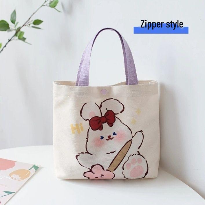 Мультяшная милая холщовая сумка-тоут для работы и обеда