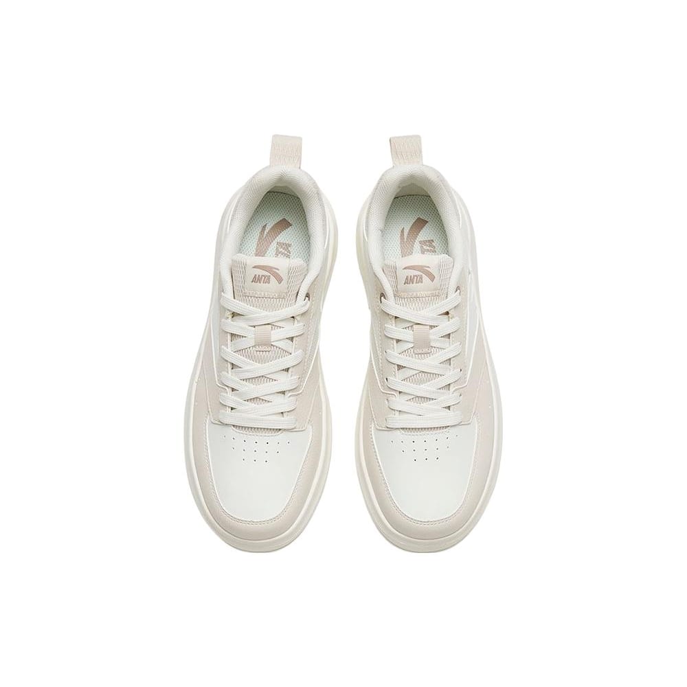 Anta Life Collection Slip Resistant Lightweight Abrasion Resistant Low top Skateboard Shoes Women's White Gray 922328060-3