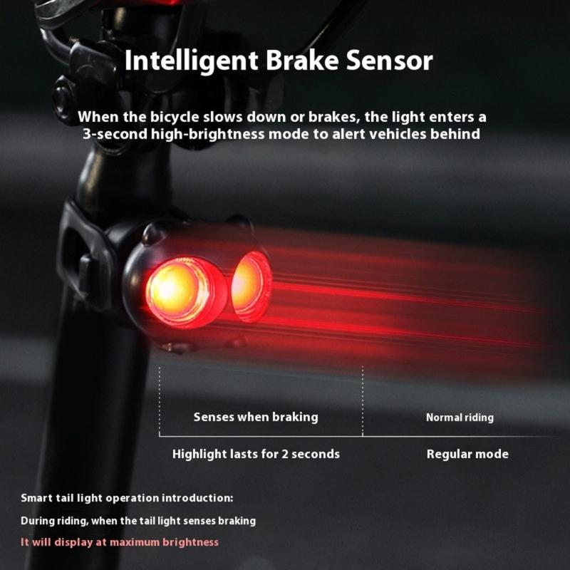 Bicycles Tail Light Auto Flashes Safety Taillight Intelligent Brake Sensing Bike Rear Light Cycling Accessories