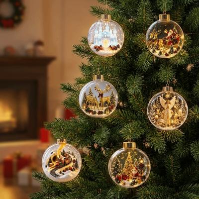 Transparante Verlichte Kerstbal Ornament LED Verlichte Kerst Sneeuwbol Ornament Nieuwjaar Benodigdheden