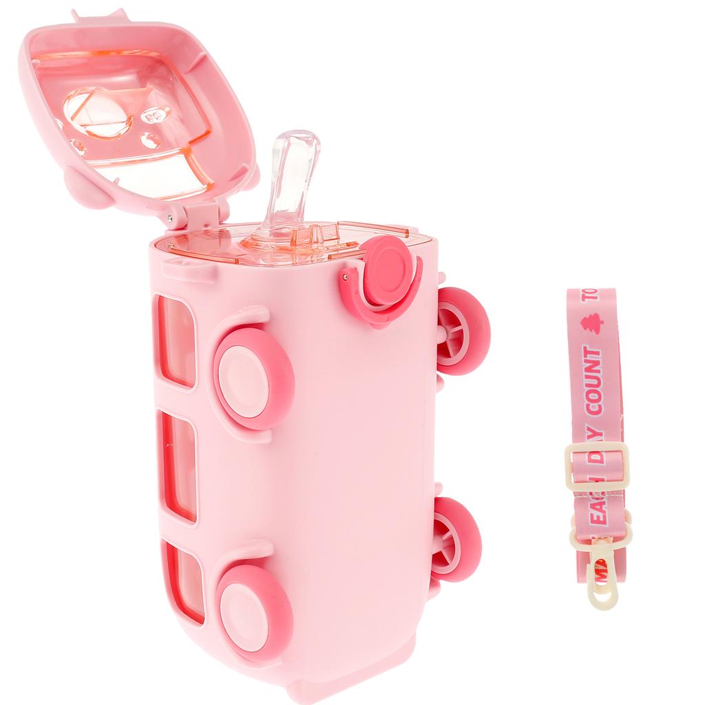 Water Cup in Bus Shape Leakproof Toy Bus Water Bottle 500ml Bus Shape Water Bottle Portable Kids Bus Water Bottle Creative