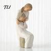 Gift for Valentine Day Wooden Texture Resin Figurine, Hand Carved Mother & Child/Family/Couple/Dog Owner Decorative Statue Office Statue,