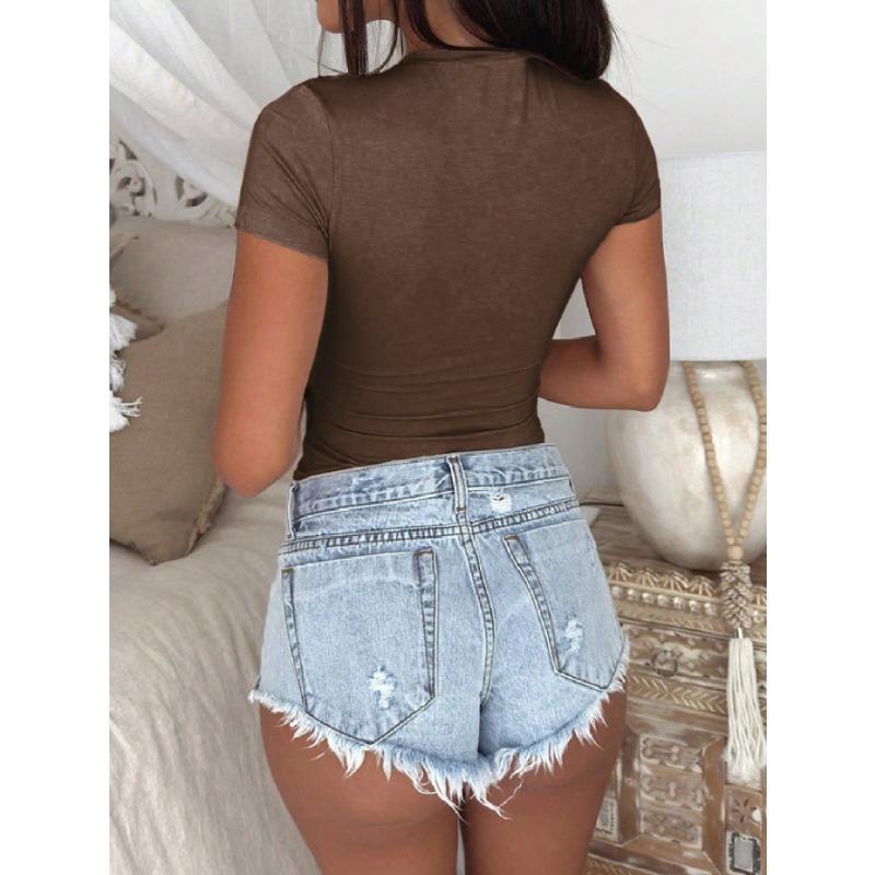 Style Fille Chaude Polyvalent Sous-vêtement T-shirt Décontracté à Manches Courtes pour Femmes Printemps et Été Station Indépendante