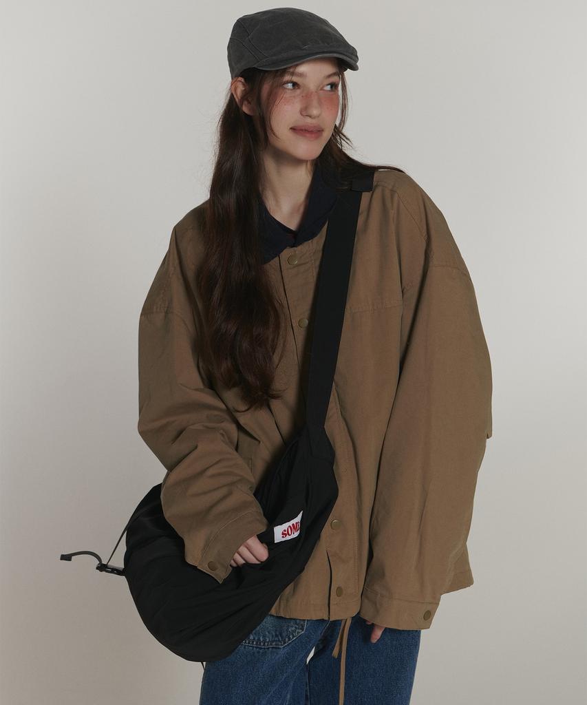 Some Place Color-Block Corduroy Collar Barbour Hunting Trucker Jacket Jumper [Beige]