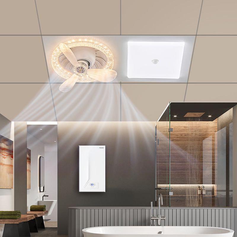 Modern Minimalist Integrated Kitchen Fan with Eye-Protection Light and Bathroom Recessed Oscillating Electric Fan Light