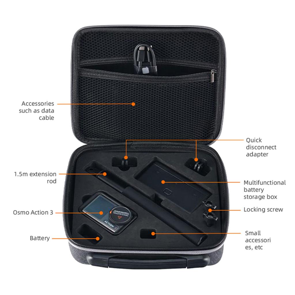 Carrying Case Shockproof Protective Bag Portable Storage Box Compatible For Dji Action 3 Accessories