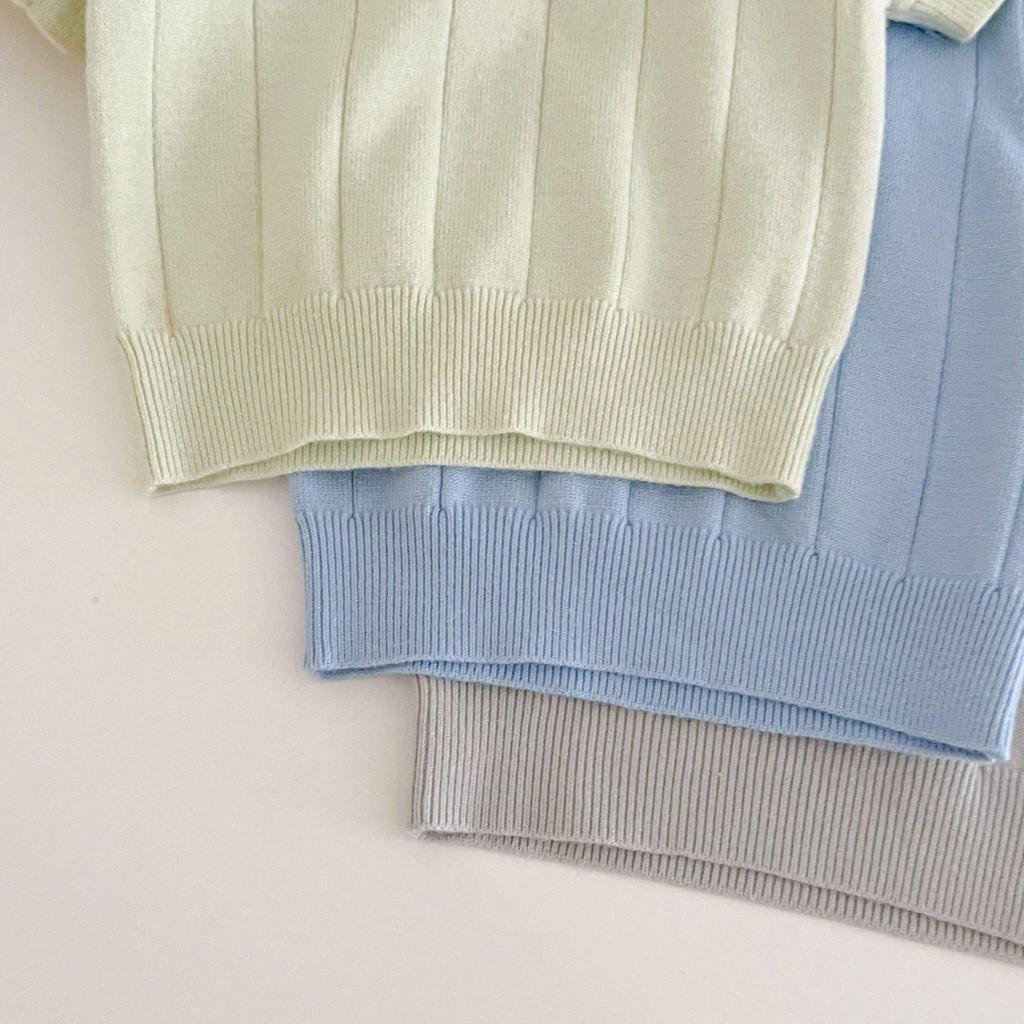 2025 Koreanischer Stil Baby- und Kleinkind Eisseide Strick Sommer Top und Hose Set