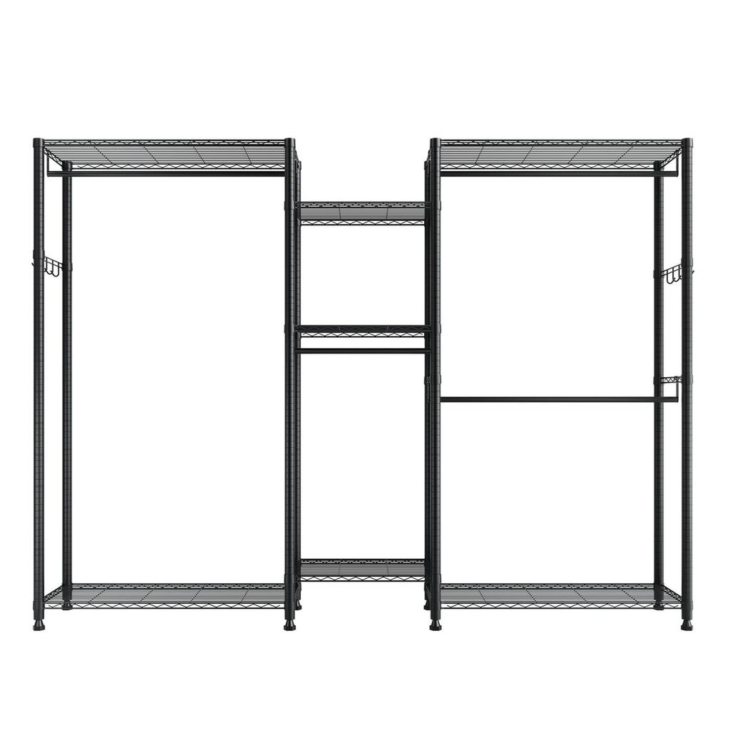 Clothing Garment Rack, Heavy Duty Closet Wardrobe, 7 Adjustable Tiers Clothes Racks with Steel Frame, 385.5 kg Load Capacity Clothes Rack with 4