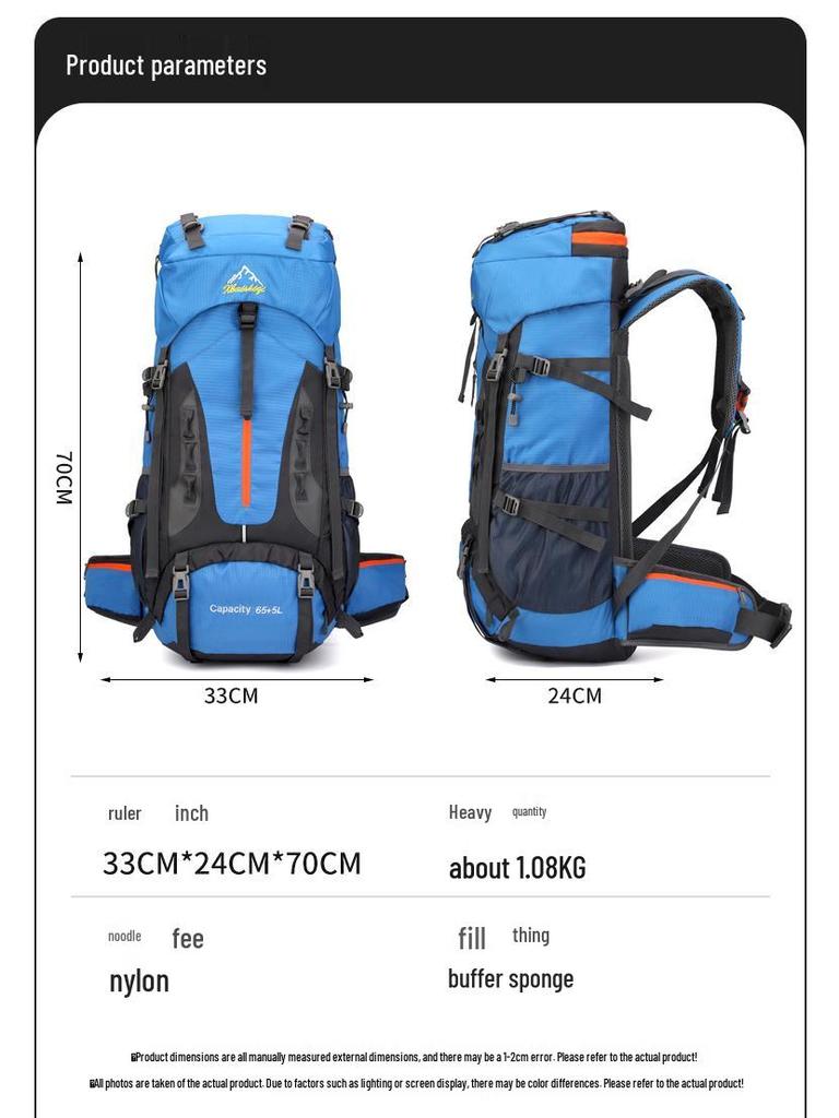 70L Large Capacity Outdoor Climbing and Hiking Backpack for Men & Women