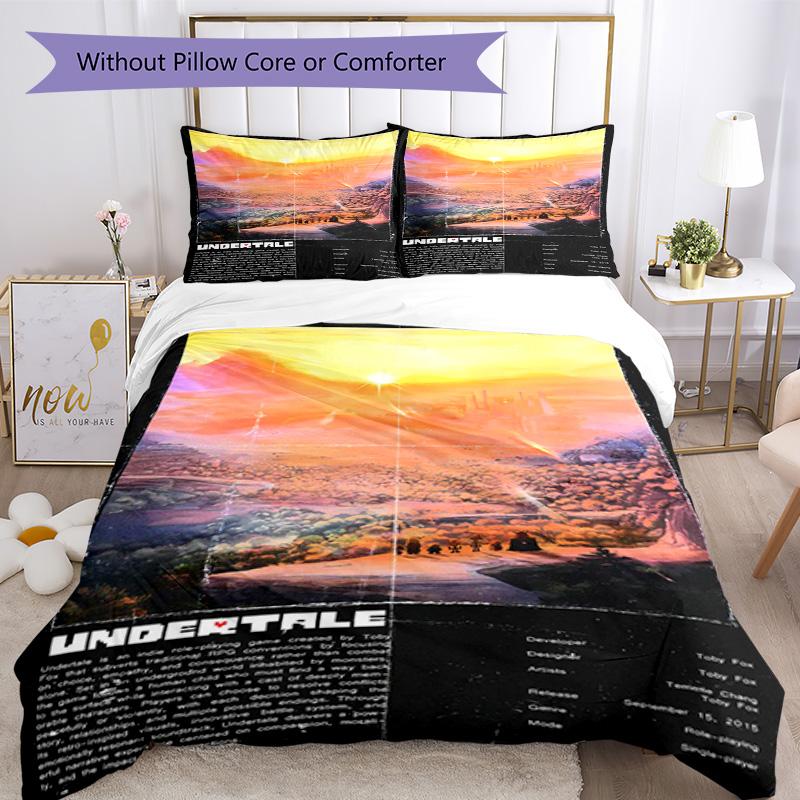 3Pcs Undertale Retro Game Bedding Quilt Set Quilt Cover Gift For Fans 1 Duvet Cover 2 Pillowcase Game277