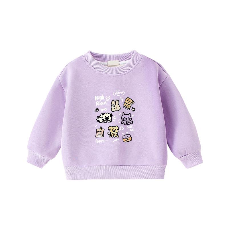Child's Warm Cartoon Sweatshirt: Velvet, Thick, Long-Sleeve, Winter-Ready, Korean Casual Style—No Hood