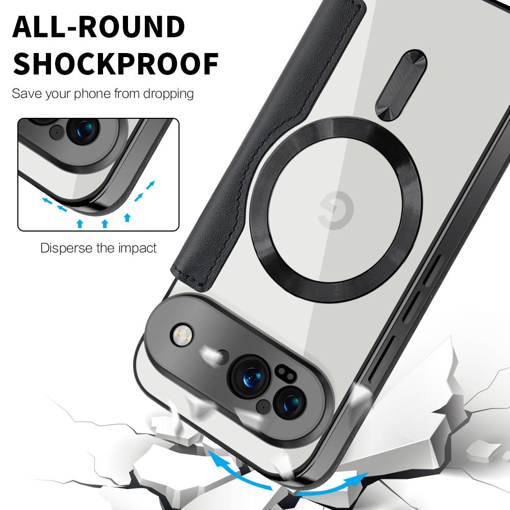 For Google Pixel 9 Case Compatible with MagSafe RFID Blocking Leather Phone Cover