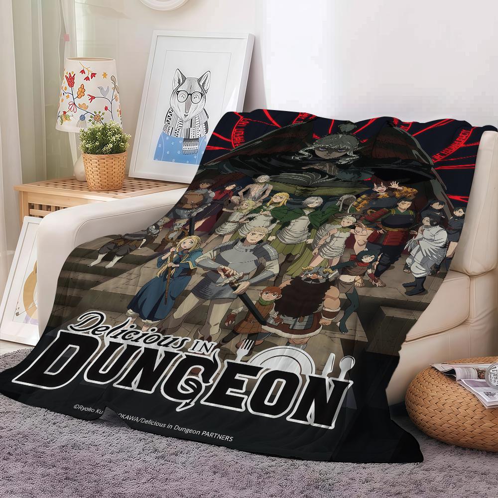 Anime Delicious in Dungeon Blanket For Sofa Office Bed Plane Travel Sleep Read Relax Camping Soft And Warm