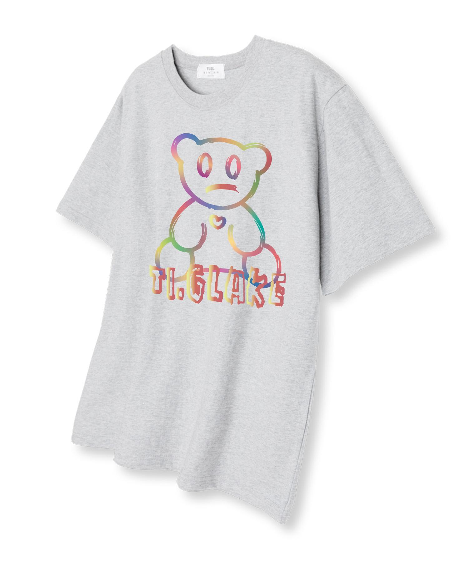 Tee Glake Rainbow Bear Short Sleeve T-Shirt Light Gray L