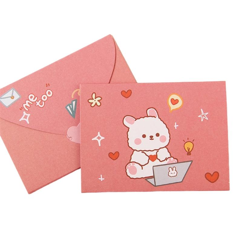 Lovely Bear Greeting Card Cartoon Animal Greeting Card Envelope Postcar Letter Paper Rabbits Memos Card for Student