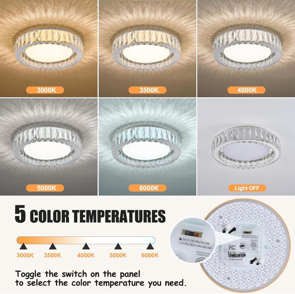 Round Crystal Ceiling Light - Modern Minimalist Luxury Fixture for Bedroom or Entryway