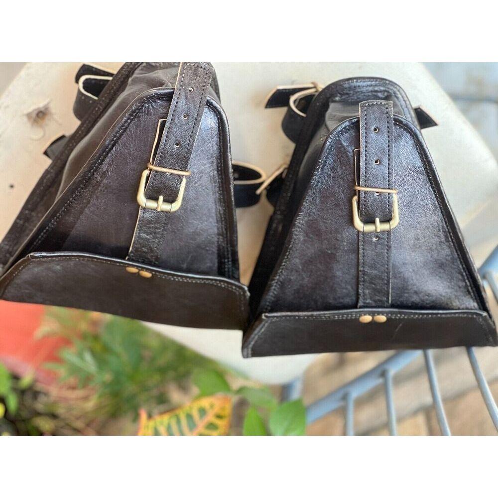 1 Paar Leder CAFE RACER Satteltaschentasche Sattelgabel Werkzeugtasche Packtasche