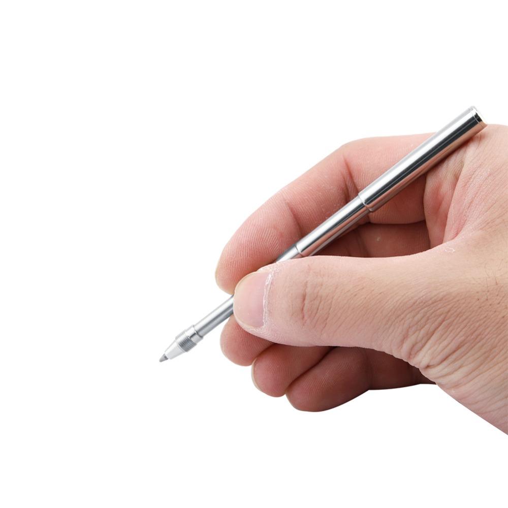 Stainless Steel Telescopic Pen 2 In 1 Multifunctional with Key Ring Keychain Pen Extendable Lightweight Retractable Ballpoint