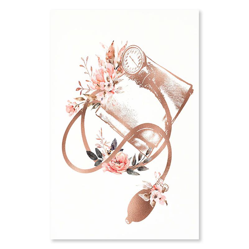 Flower Anatomy Canvas Painting Heart Lungs Skull Organ Poster Stethoscope Wall Art Printed Picture Medical Education Decoration