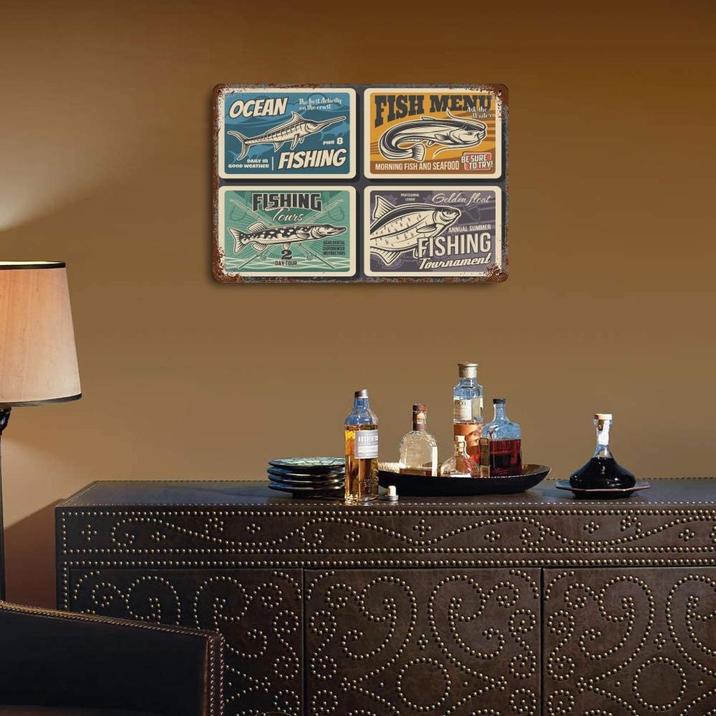 1-Pack Distressed Vintage Wall Plaque, 20×30cm and 30×40cm, Rusted Metal Decor for Kitchen, Cafe, Lobby or Study