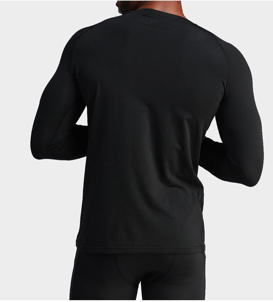 Men's Winter Quick-Dry Fleece Compression Tights & Long Sleeve Sportswear for Running & Basketball.