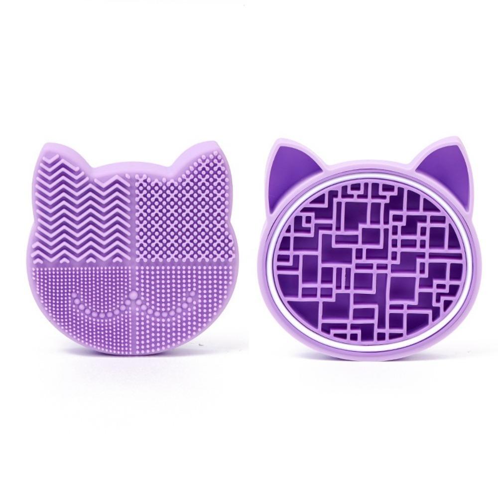 Silicone Makeup Brush Cleaning Box Portable Make Up Tool Scrubber Box Washing Brush Pad  for Women