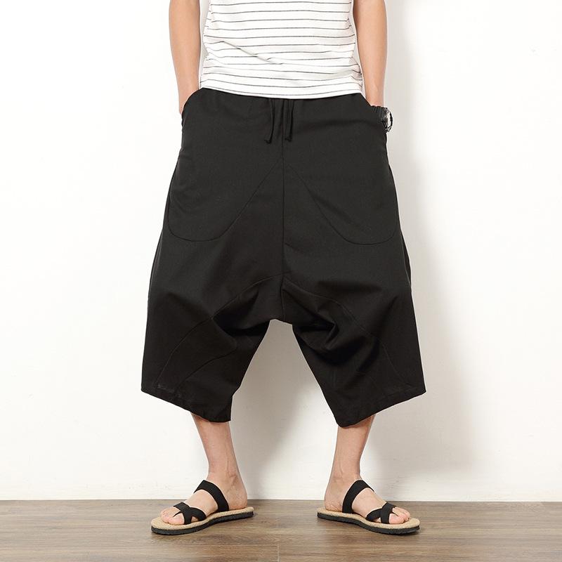 Men's Multicolor Thai Wide-Leg Bloomers - Cotton & Linen Beach Pants, Chinese Style, Spring/Summer.