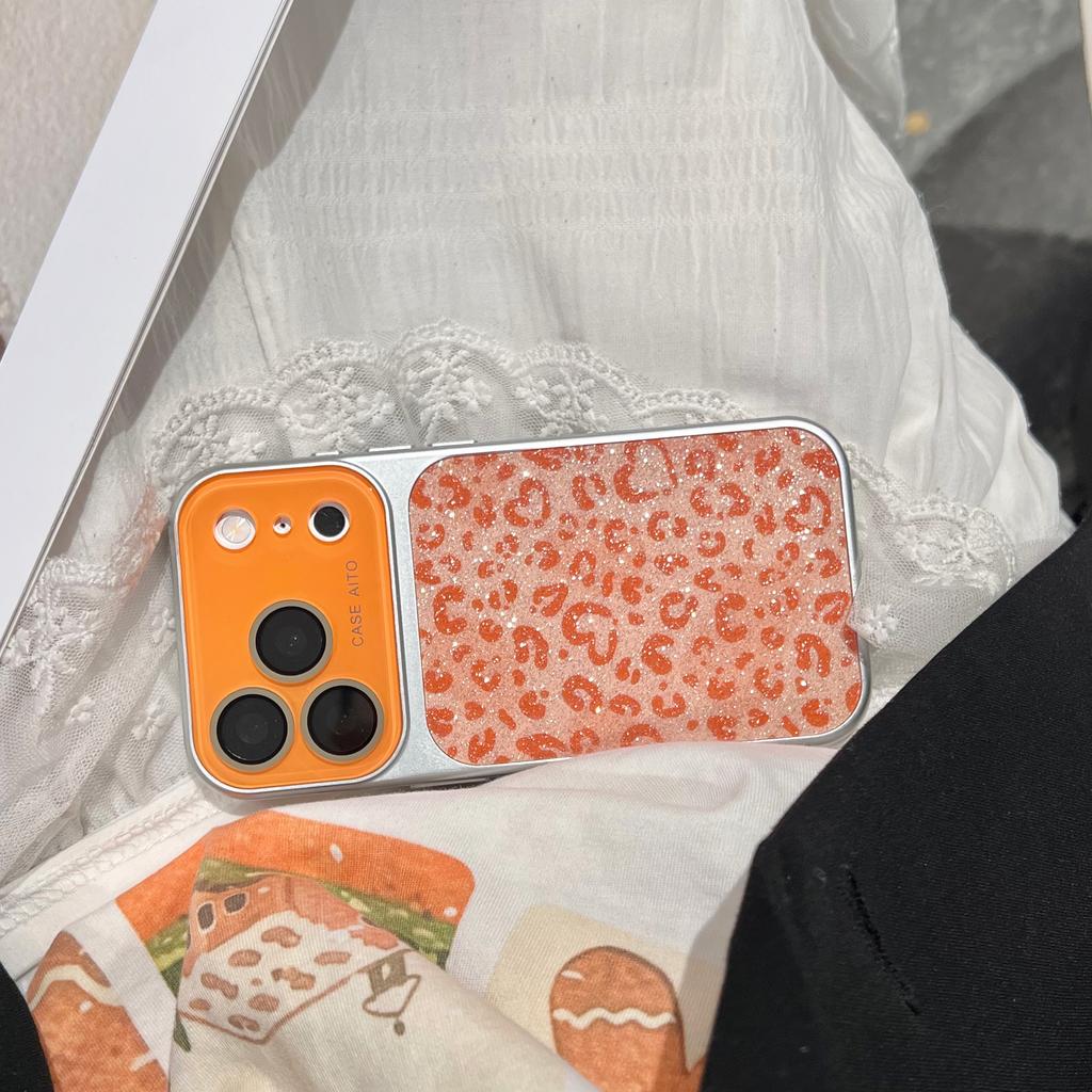 Luxury Leopard Large Window Case for iPhone 17 16 15 14 13 12 Pro Max Veneer Leather Silver Edge Hard PC Back Cover