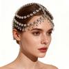 Catena per Capelli a Goccia d'Acqua da Donna Design Esagerato Lavorazione Pesante Multi-strato Nappe Strass Copricapo Accessori per Palco e Festa